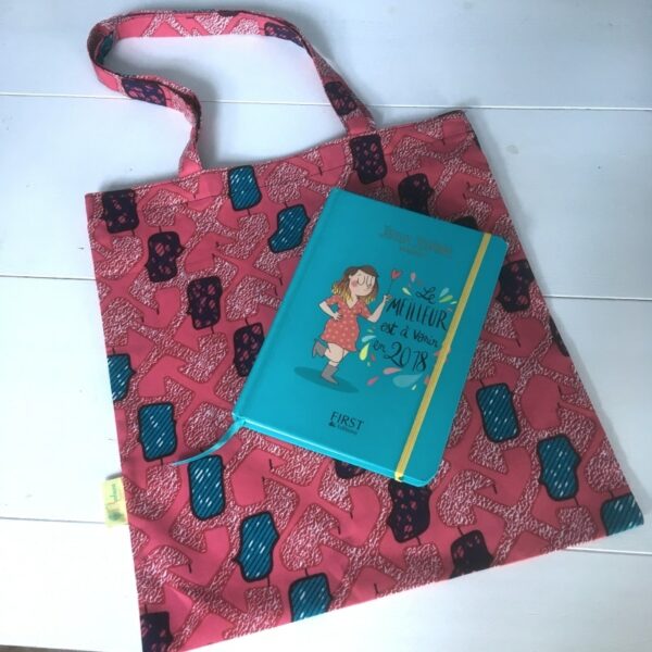 Tote-bag wax rose et turquoise