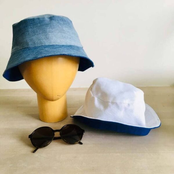 Chapeau Bob jean et blanc