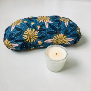 zafu demie lune fleur jaune fond bleu