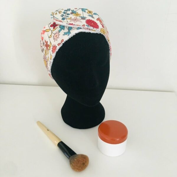 bandeau soin de beauté coton imprimé fleurs et éponge